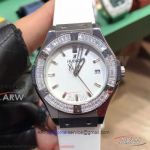 Perfect Replica ZY Factory Hublot Classic Fusion White Face Diamond Bezel 33mm Watch 